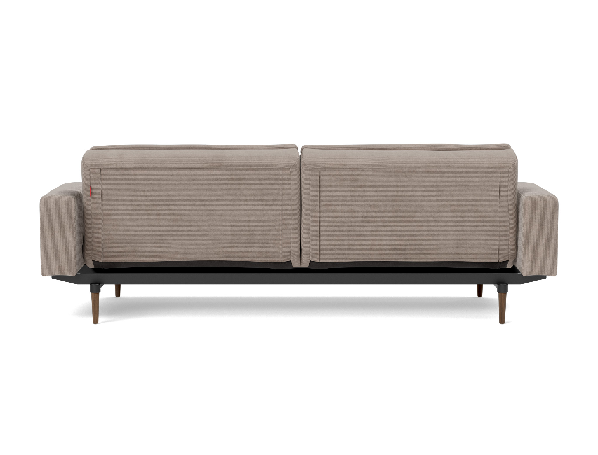 Schlafsofa Dublexo mit Armlehnen Kord Cordufine 318-Beige Beine Styletto Eiche dunkel