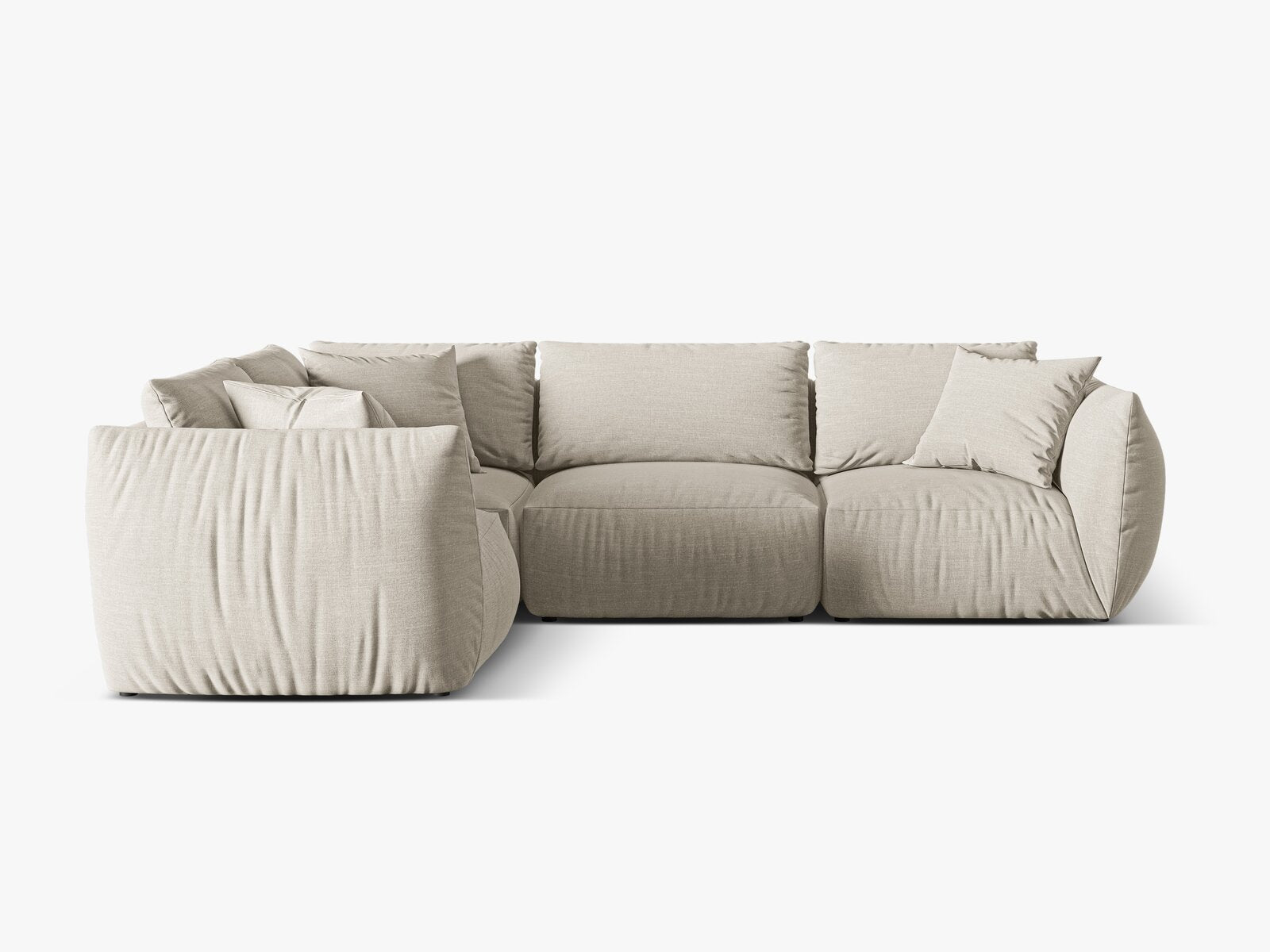Micadoni Ecksofa Chris 4-Sitzer Links Strukturierter Stoff Natur