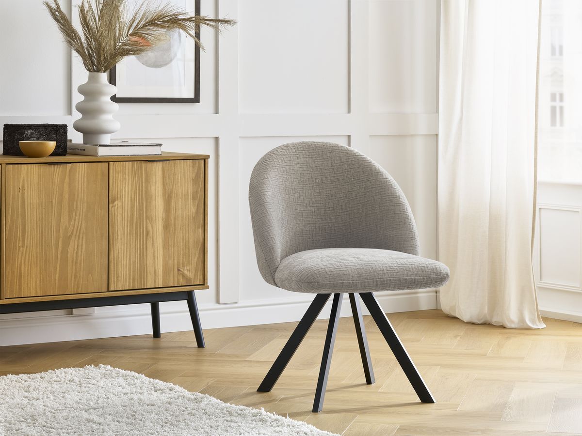 Bobochic Lalie Esszimmerstuhl mit Sternfuß Strukturstoff Beige