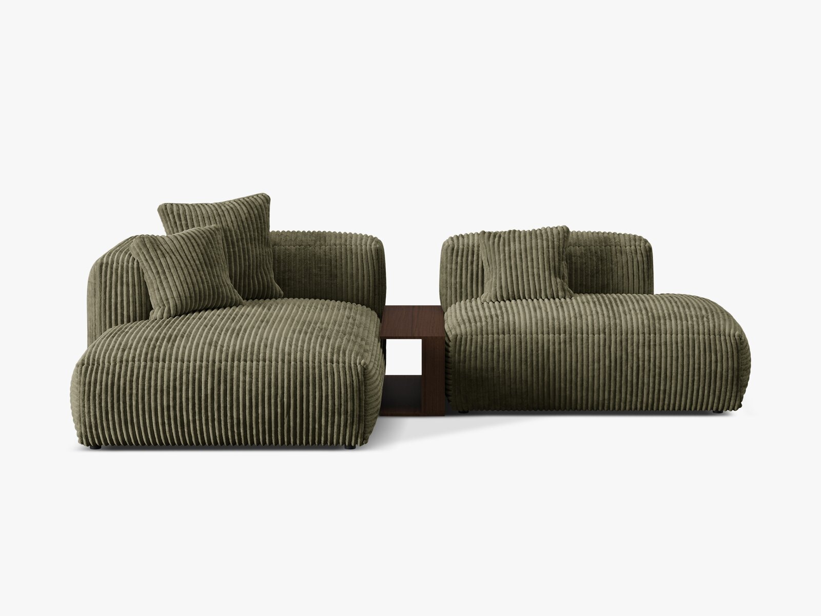Micadoni Ecksofa Martina 2-Sitzer mit Couchtisch Links Kord Moßgrün