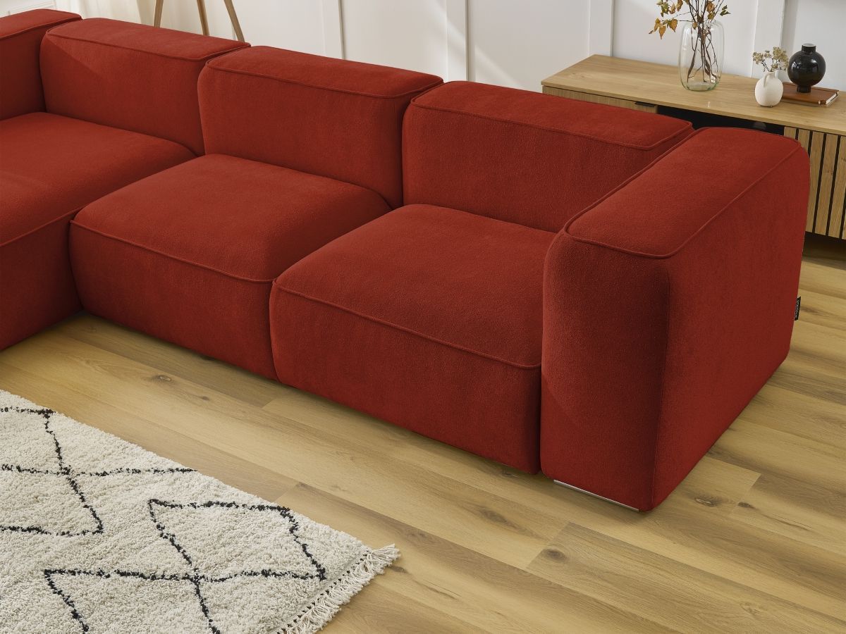 Bobochic Zephyr Ecksofa 349 × 165 cm Strukturstoff Orange Ecke links
