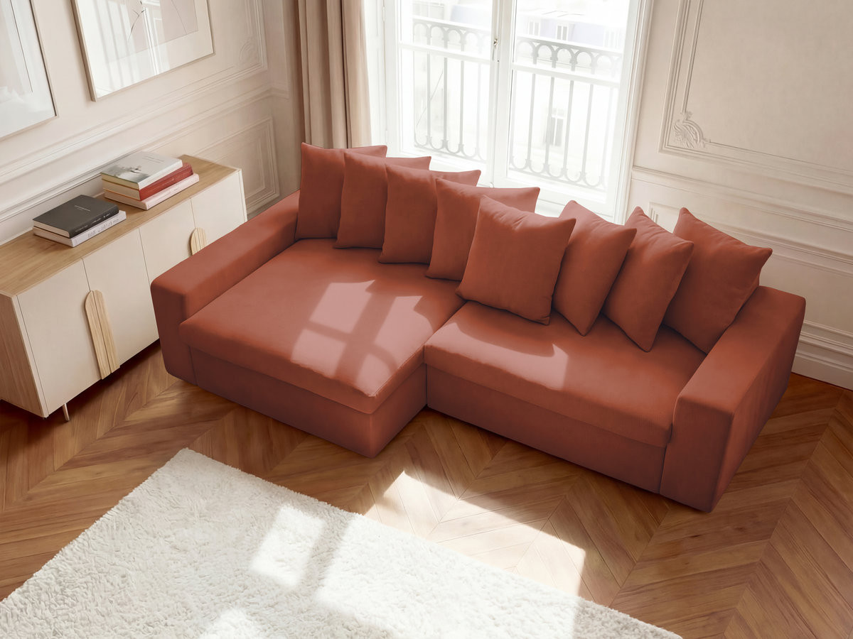 Bobochic Enore Ecksofa 330 × 100 cm Stoff Rot Ecke links