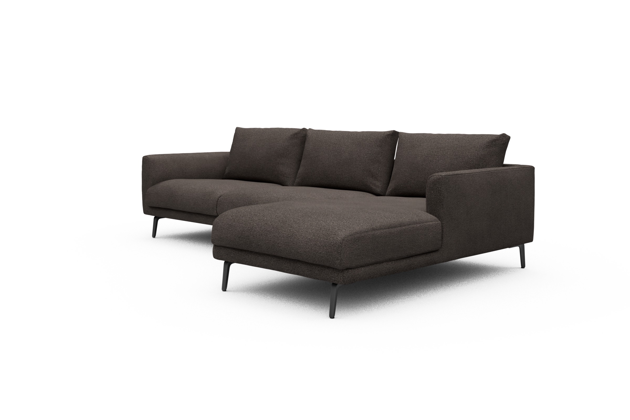 Ecksofa Karl Chaiselongue rechts mit 2,5-Sitzer Boucle-Taupe
