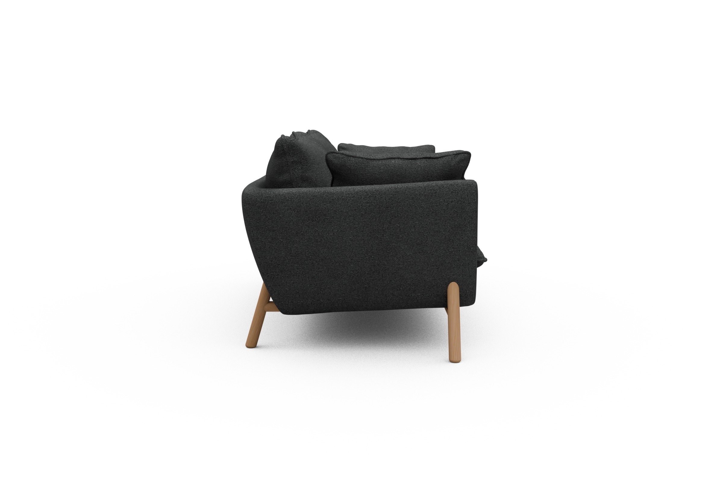 Sofa Emil PREMIUM 2-Sitzer Beinfarbe Eiche Natur Boucle-Charcoal