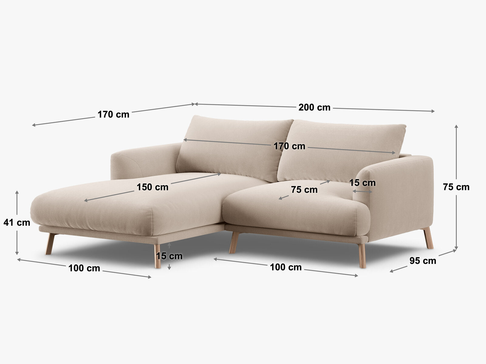 Micadoni Ecksofa Naomi 3-Sitzer kleine Version Links Samt Salvador Grün