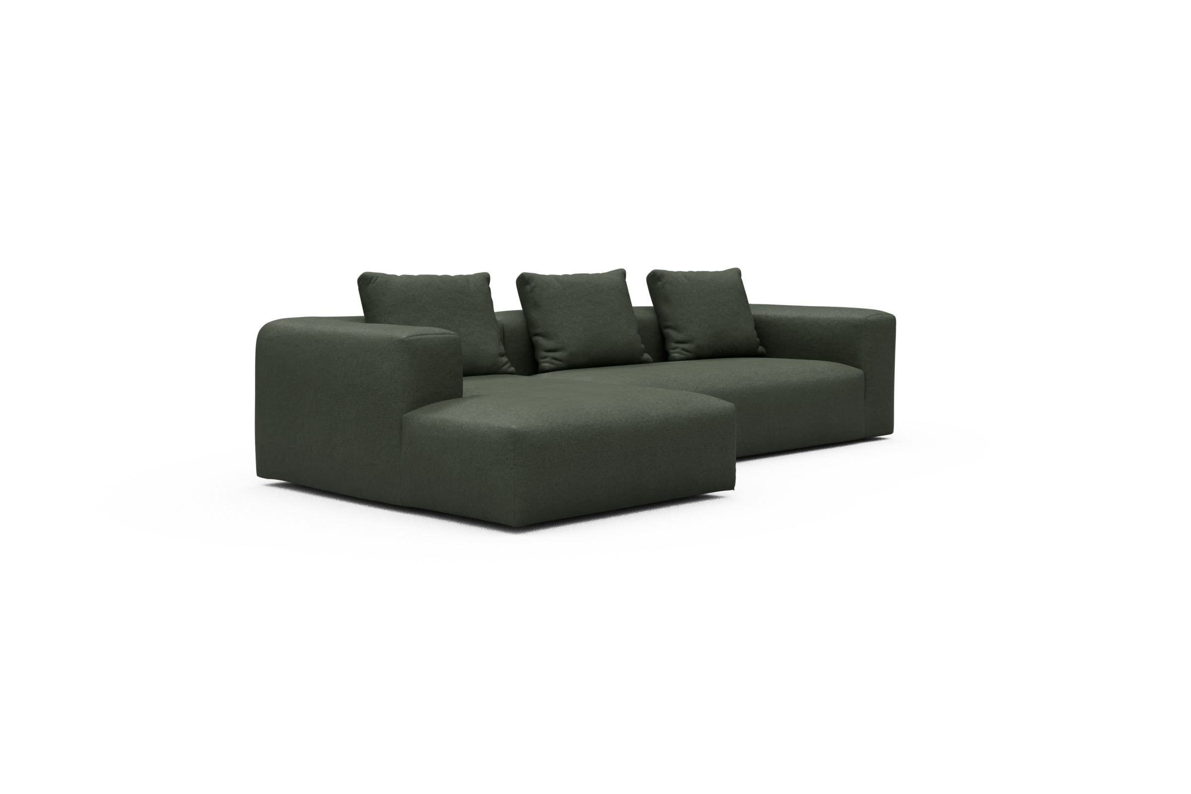 Ecksofa Fred Chaiselongue links mit 2,5-Sitzer Denari-Forest-Green