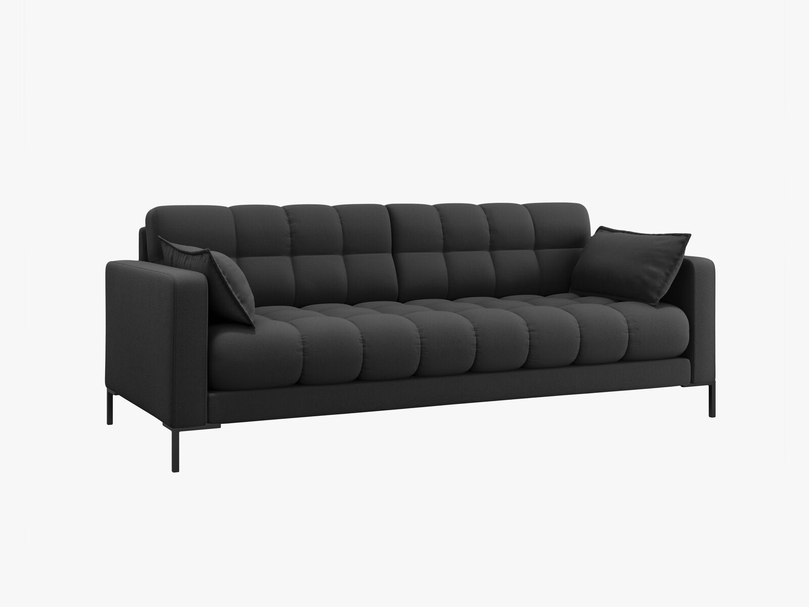 Micadoni Sofa Mamaia 3-Sitzer Strukturierter Stoff Neve Dunkelgrau schwarze Beine