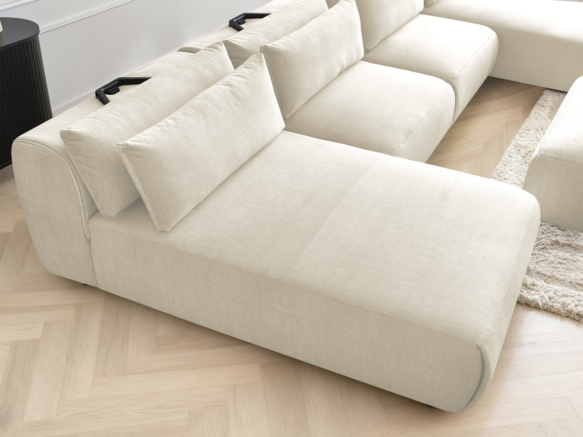 Bobochic Jana Wohnlandschaft mit großem Pouf Samt Beige