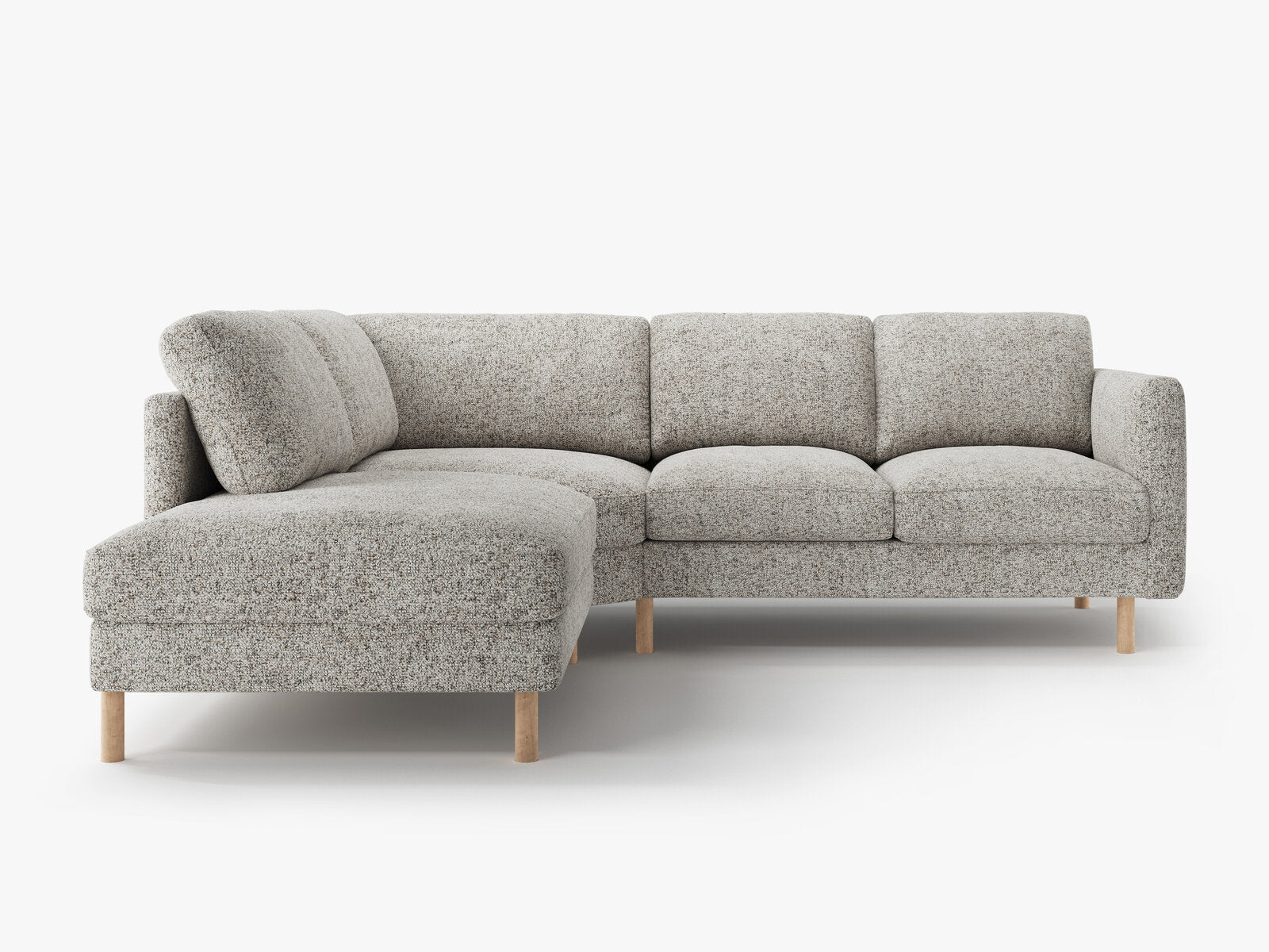 Micadoni Symmetrisches Ecksofa Eden 4-Sitzer Links Strukturierter Stoff Beige Melange