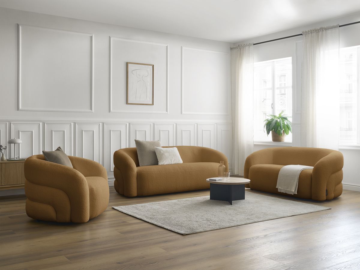 Bobochic Elina Sofa 6-Sitzer Bouclé-Stoff Gelb