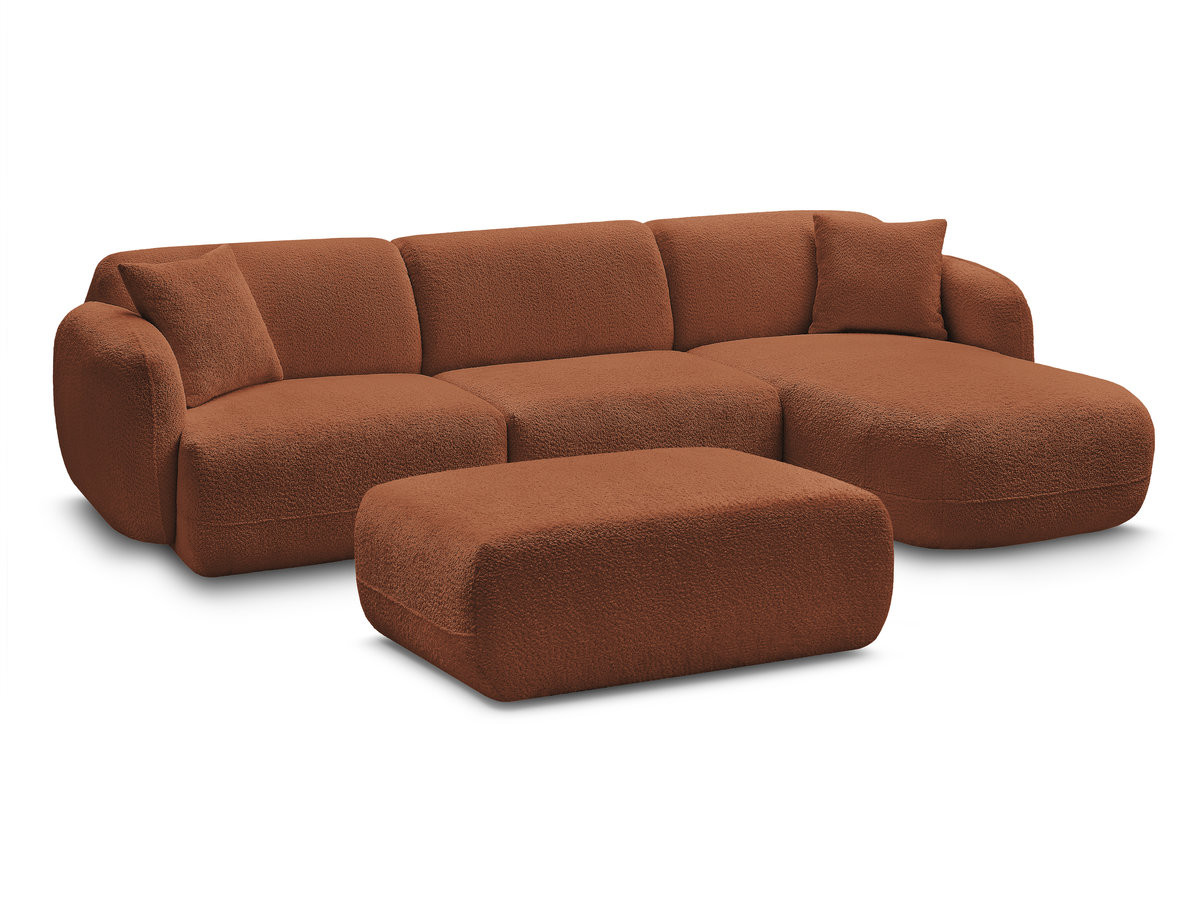 Bobochic Anda Ecksofa mit Pouf 292 × 163 cm Chenille Orange Ecke rechts