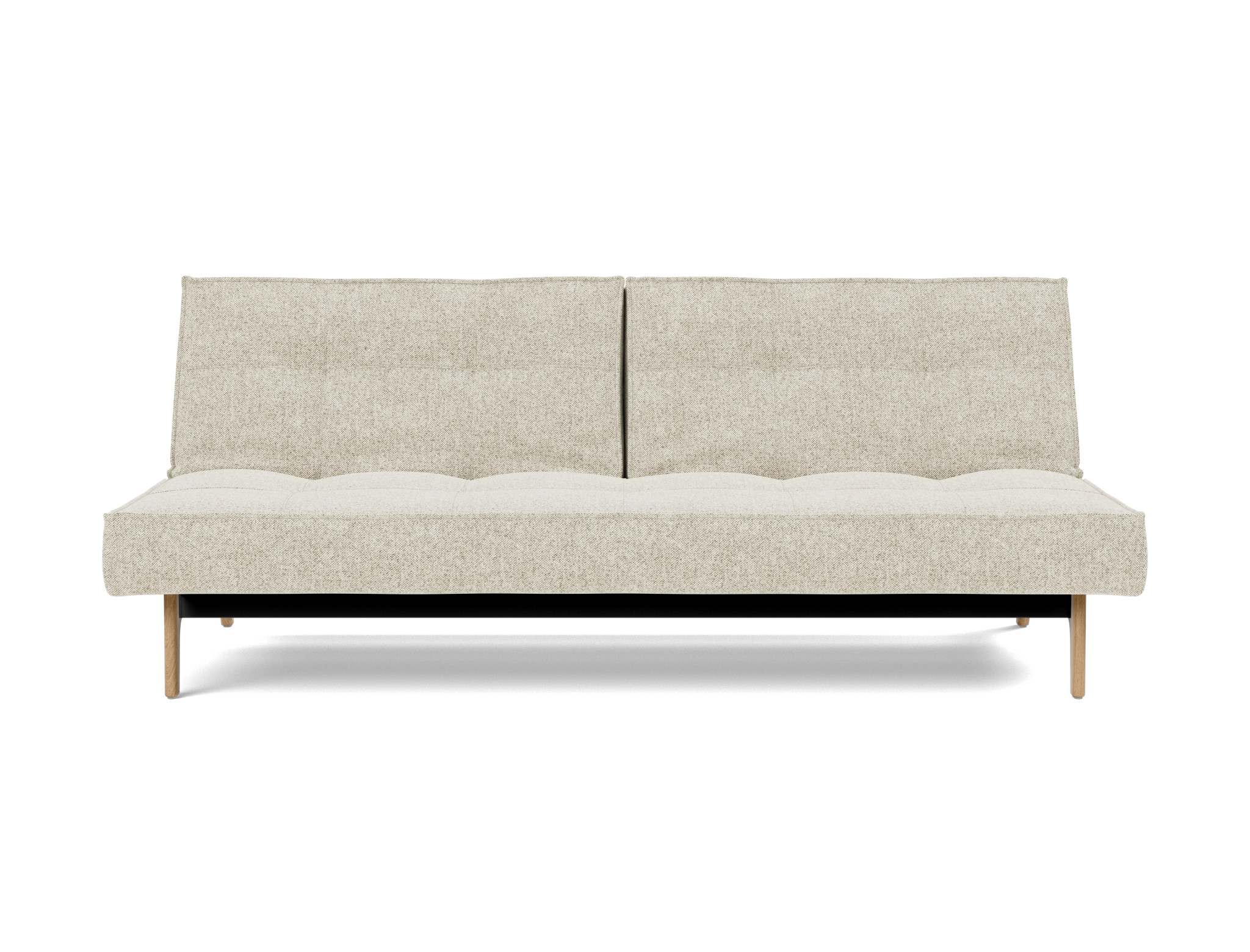 Schlafsofa Splitback Strukturierter Stoff Taura 357-Off-White Beine Eiche