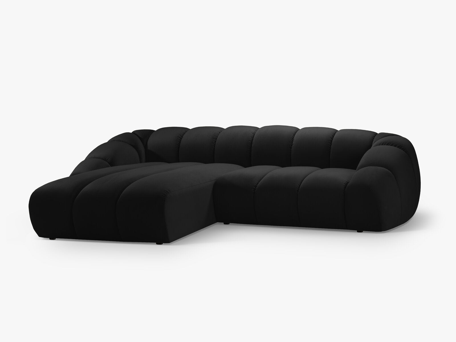 Micadoni Ecksofa Diana 4-Sitzer Links Samt Schwarz