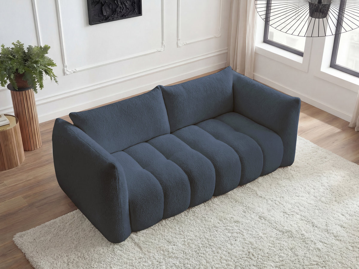Bobochic Azra Sofa 3-Sitzer Bouclé-Stoff Dunkelblau