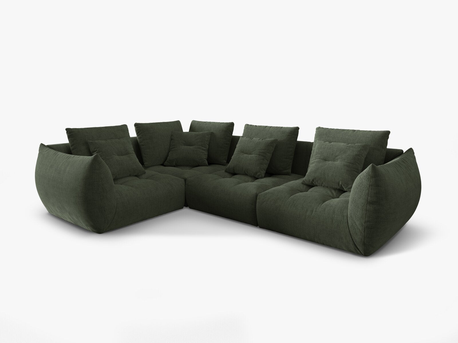 Micadoni Ecksofa Bloom 4-Sitzer Links Strukturierter Stoff Wind Moßgrün