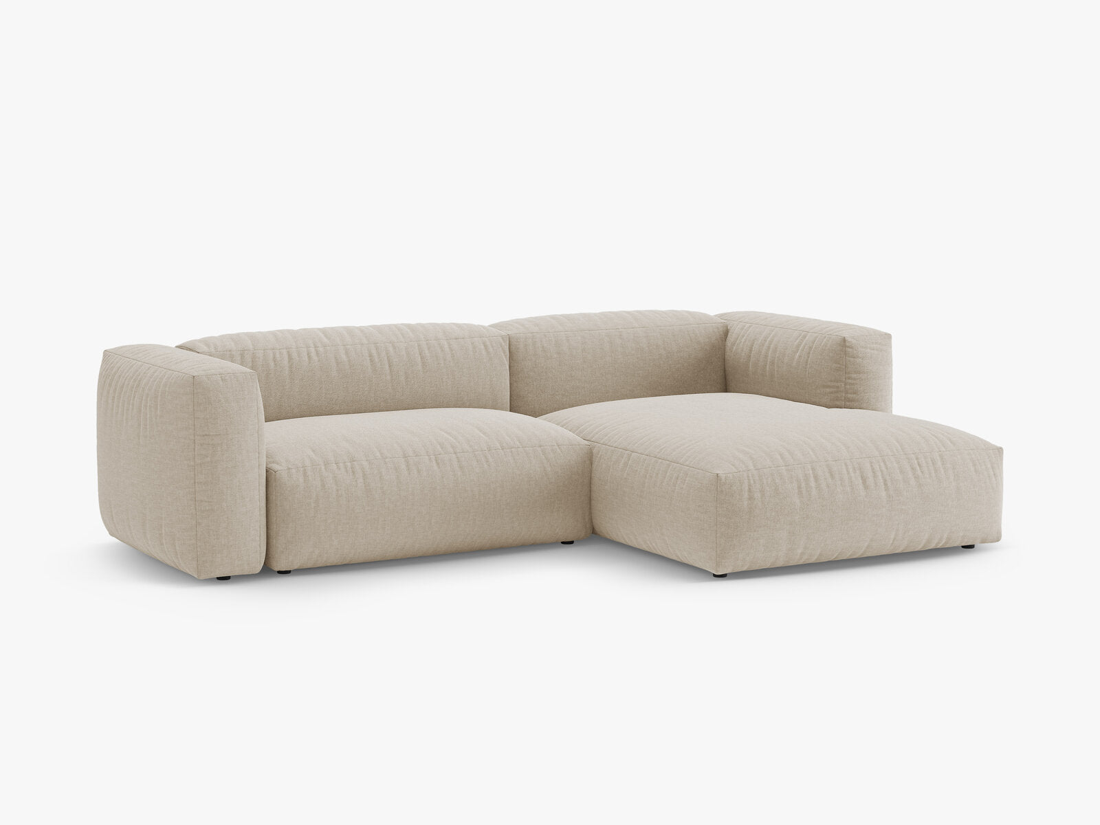 Micadoni Martina Ecksofa 4-Sitzer mit Schlaffunktion Rechts Strukturierter Stoff Boston Helles Beige