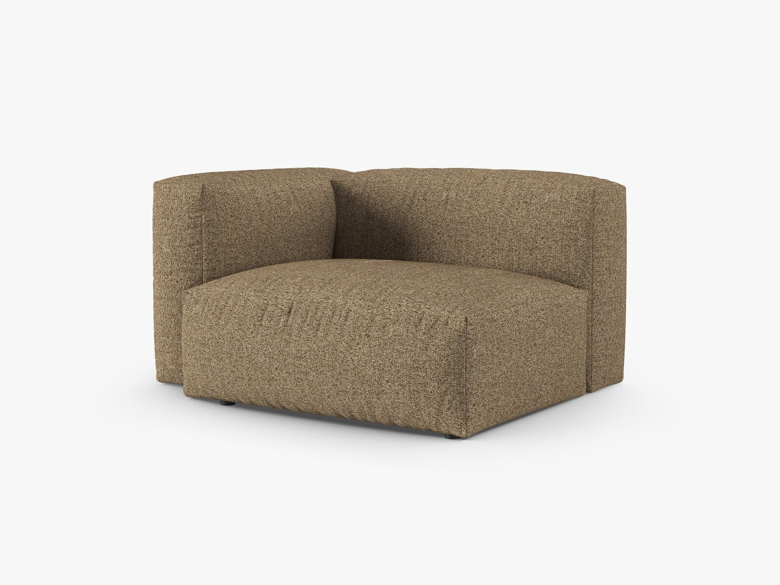 Micadoni Eckmodul mit Armlehne Martina 1-Sitzer 90cm Sitztiefe Links Boucle Monet Cappuccino