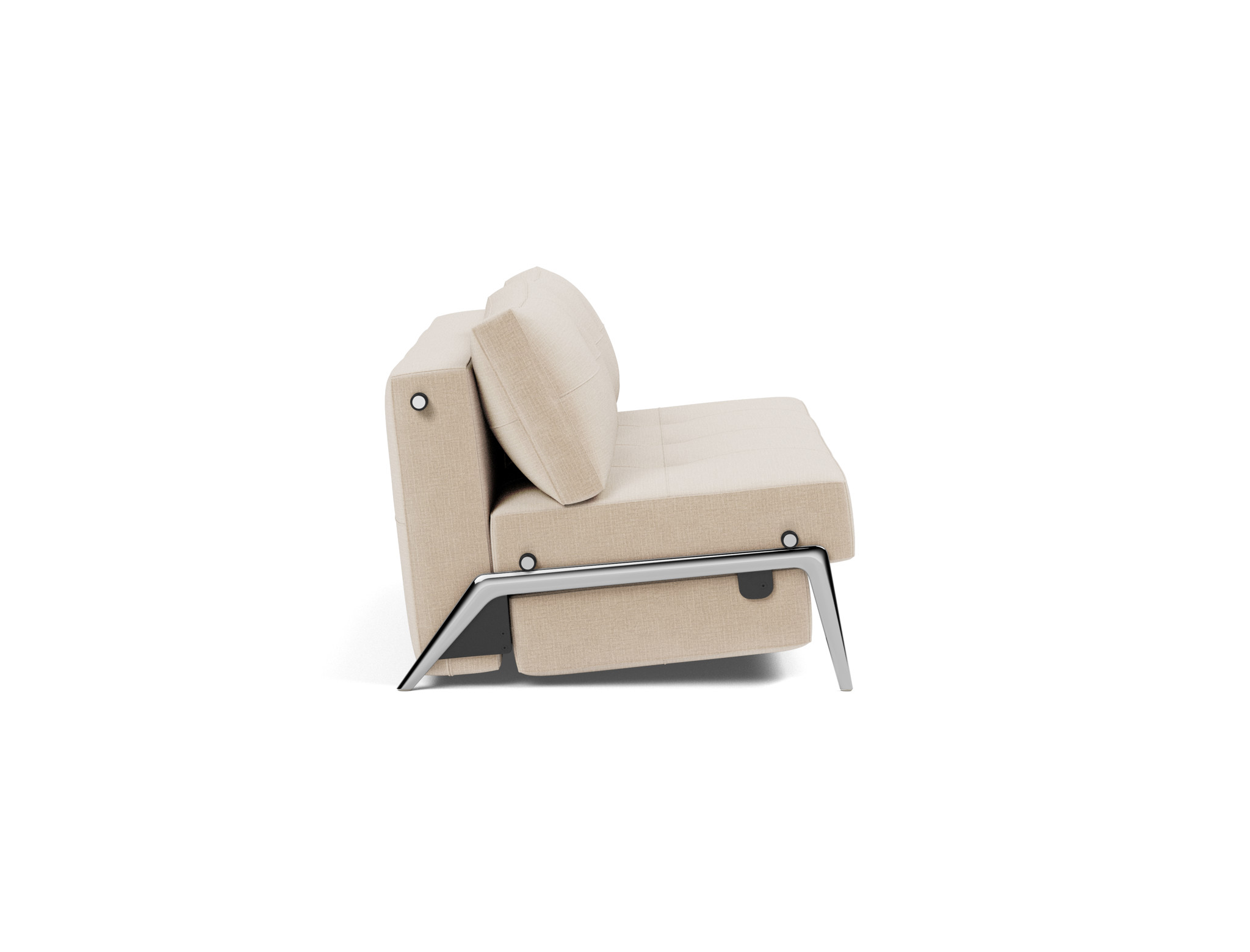 Schlafsofa Cubed 160 Chenille Esina 410-Almond-Beige Beine Aluminium