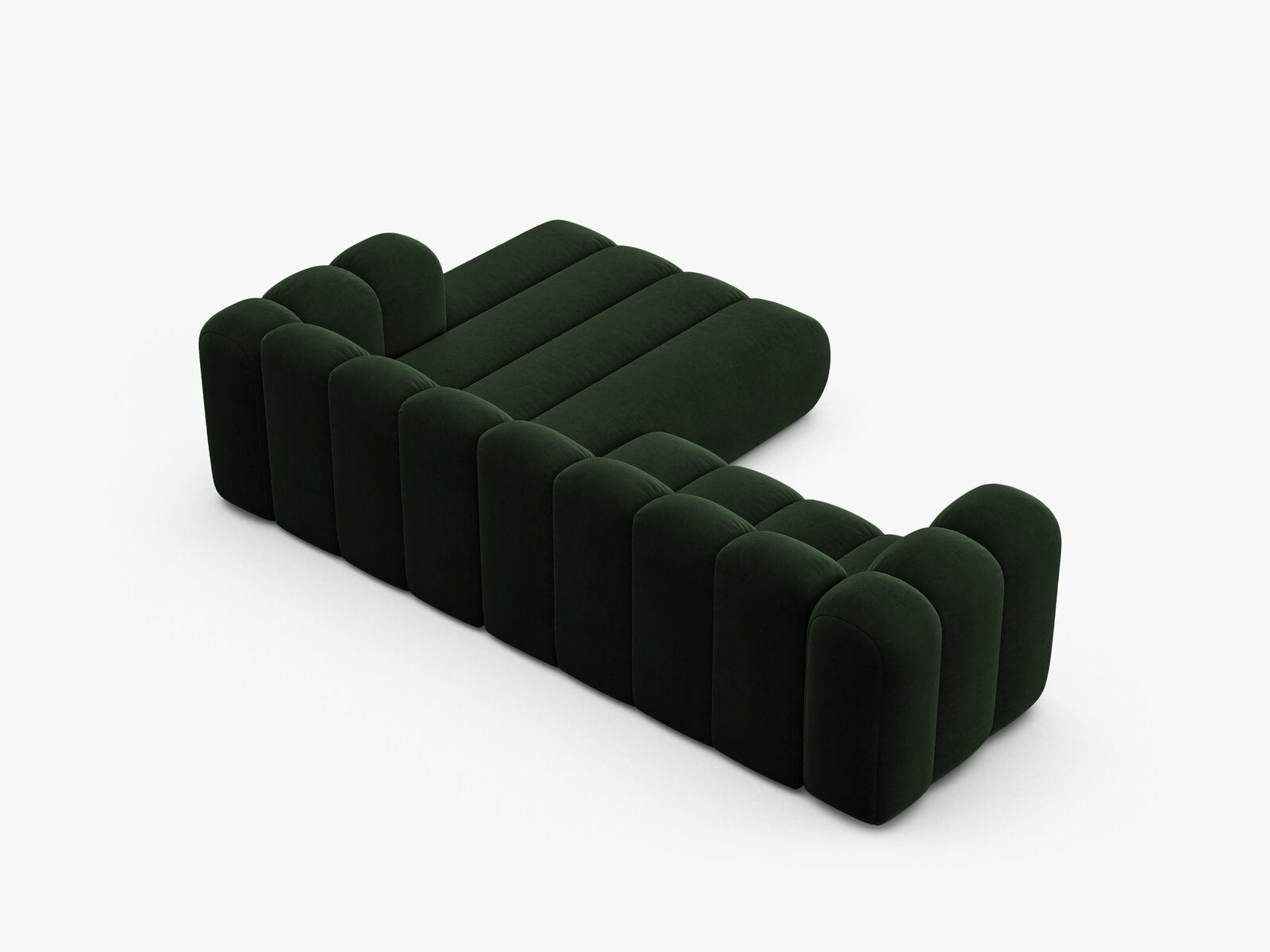 Micadoni Modulares Ecksofa Lupine 4-Sitzer mittelgroß Samt Venus Flaschengrün Rechts