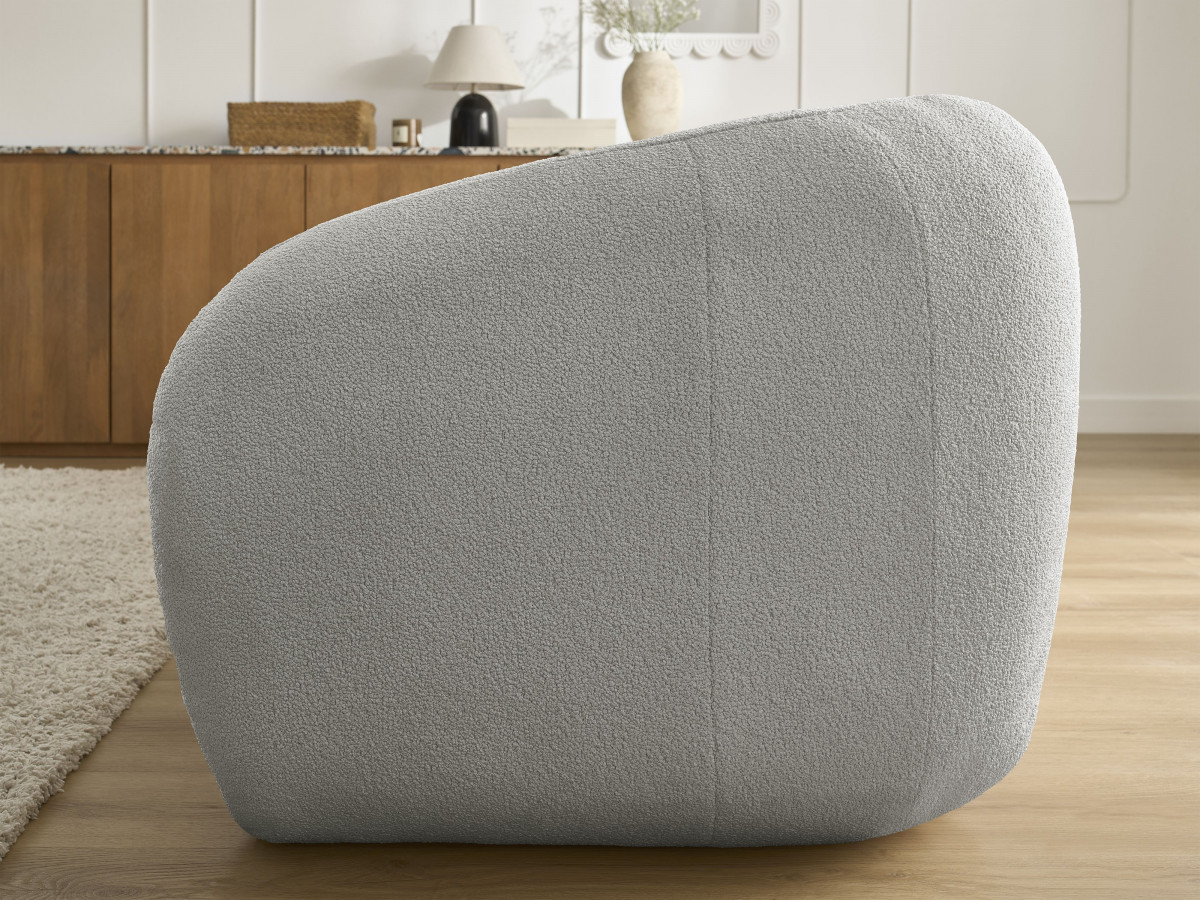 Bobochic Neyo Schlafsofa 3-Sitzer Bouclé-Stoff Hellgrau