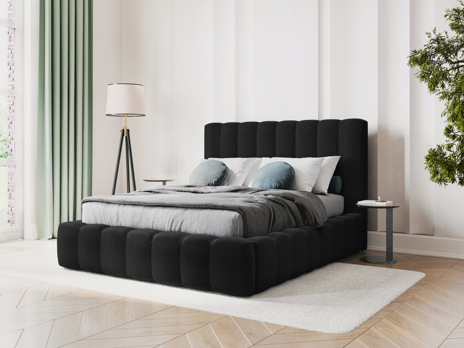 Micadoni Bett Kelp Samt Bluvel Schwarz
