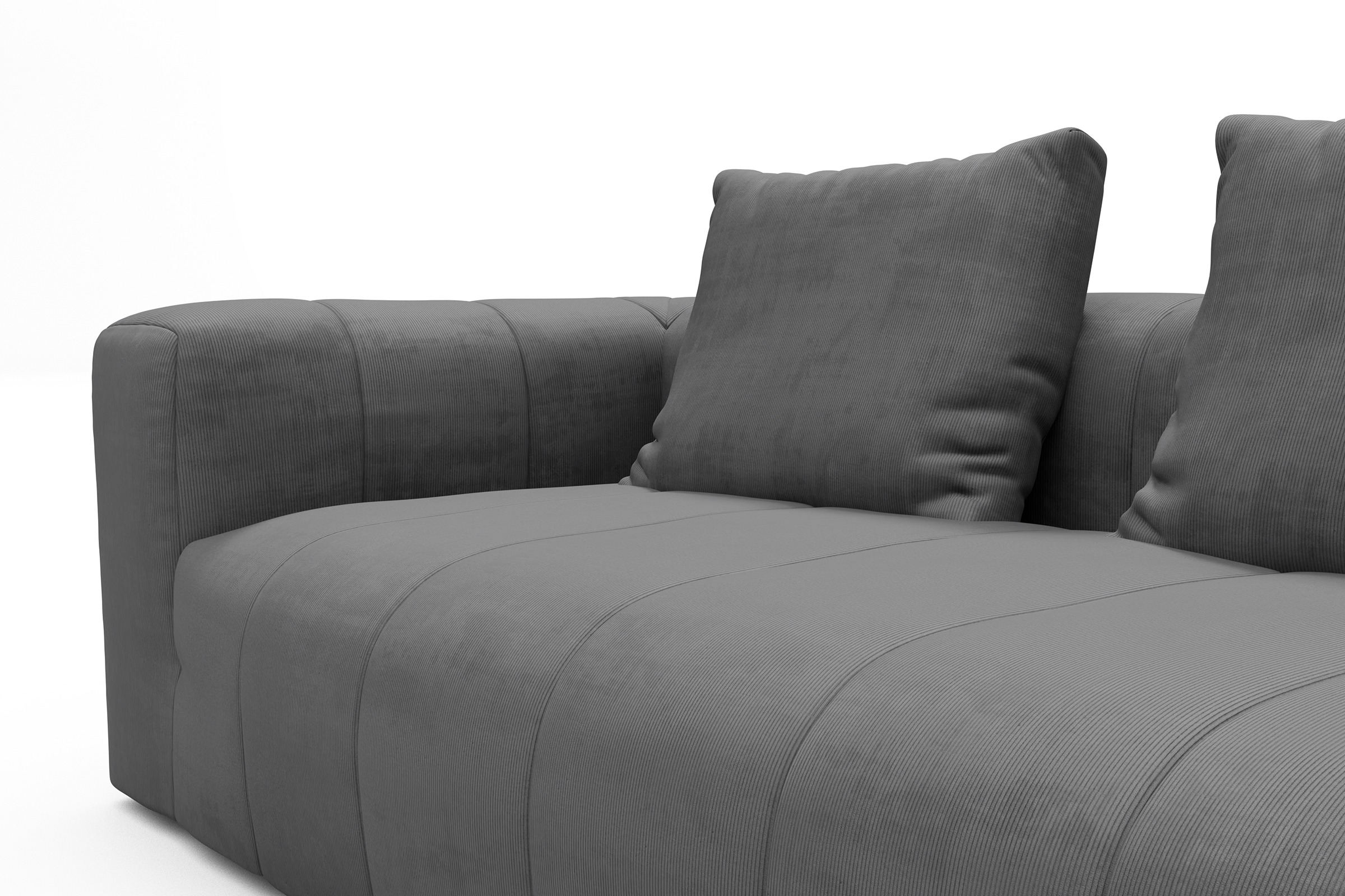 Ecksofa Hugo 2x 2,5-Sitzer Armlehne links Cordufine-Grey