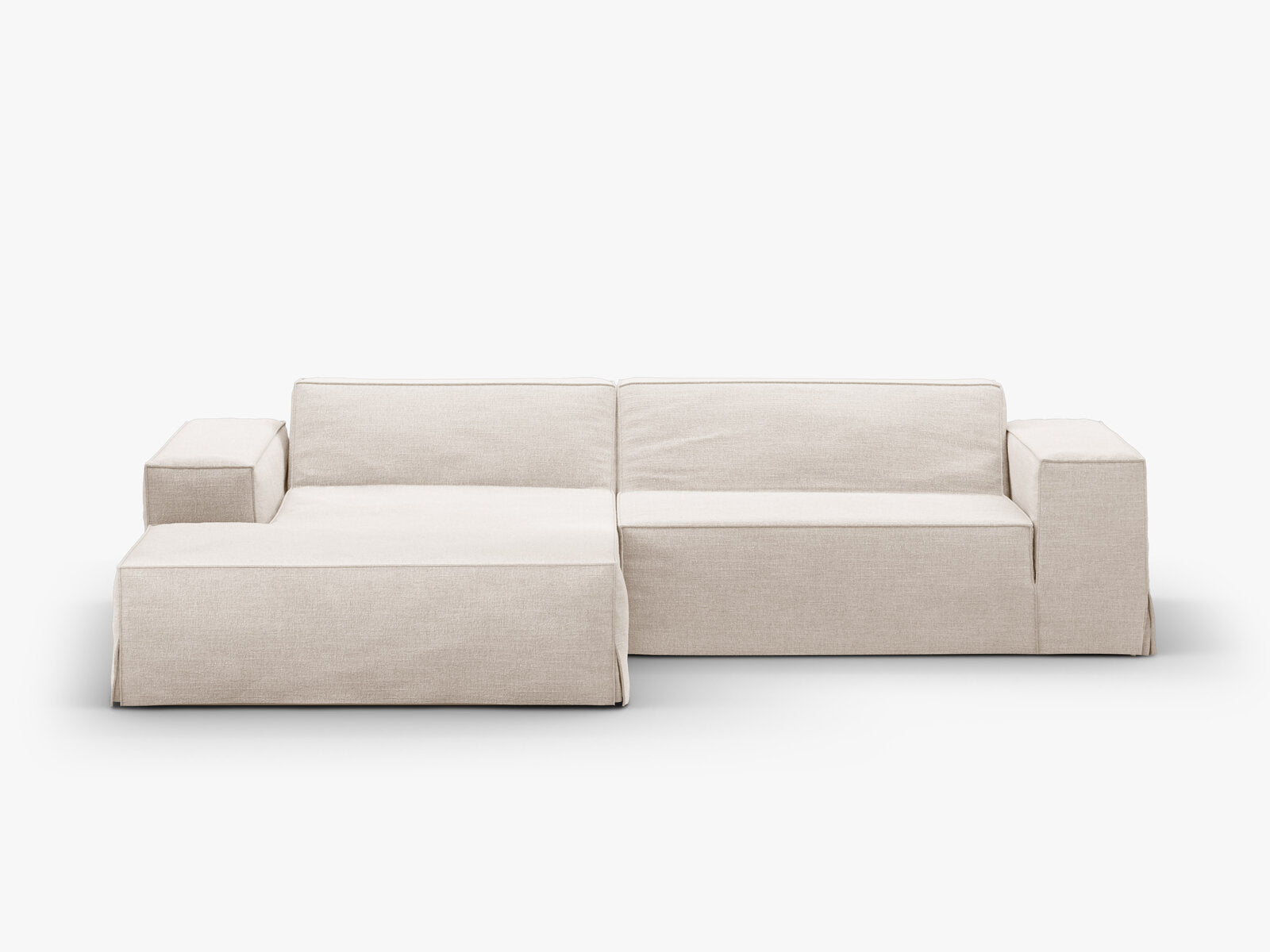 Micadoni Ecksofa Jodie 3-Sitzer Links Strukturierter Stoff Lins Beige