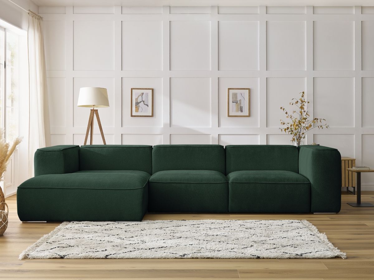 Bobochic Zephyr Ecksofa 349 × 165 cm Strukturstoff Grün Ecke links