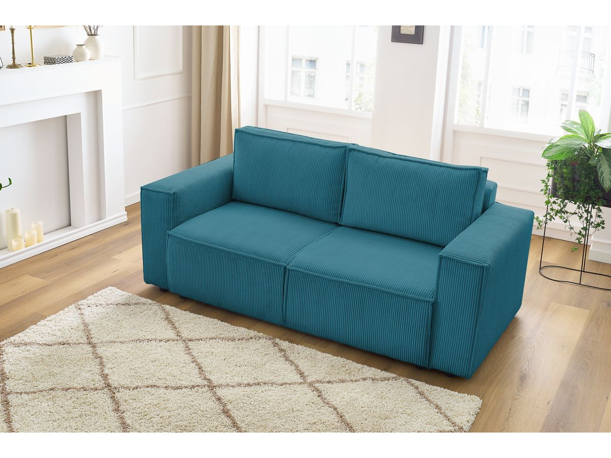 Bobochic Nihad Sofa 2-Sitzer Cordsamt Dunkelblau