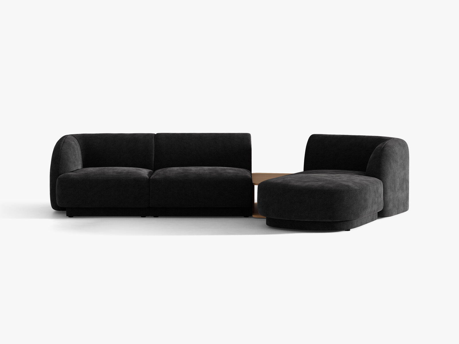 Micadoni Modulares Sofa Miley mit Recamiere 3-Sitzer Rechts Chenille Haga Schwarz
