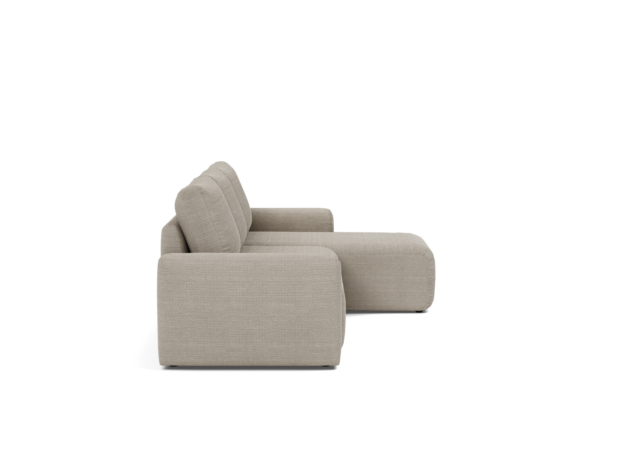 Schlafsofa Norum mit Chaiselongue und Chunky-Armlehnen Strukturierter Stoff Kenya 579-Gravel