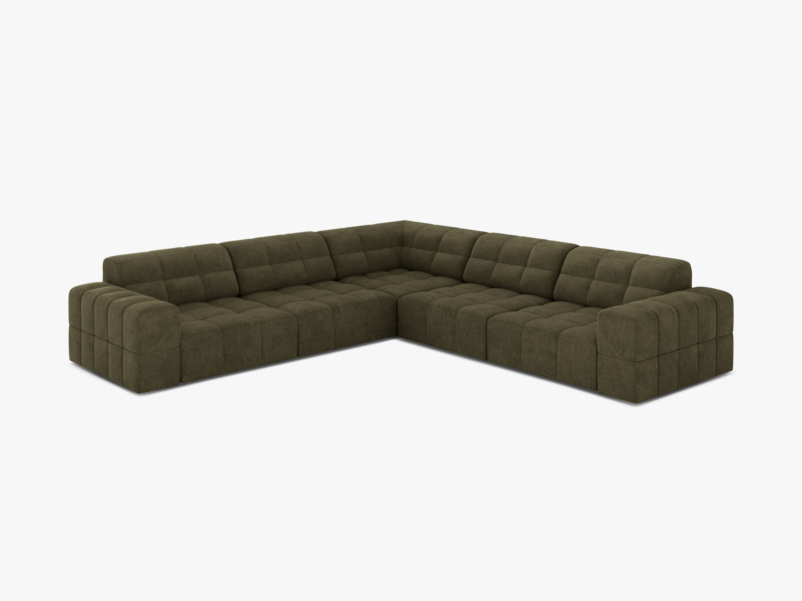 Micadoni Jennifer Modulares Ecksofa 7-Sitzer Chenille Eden Grün