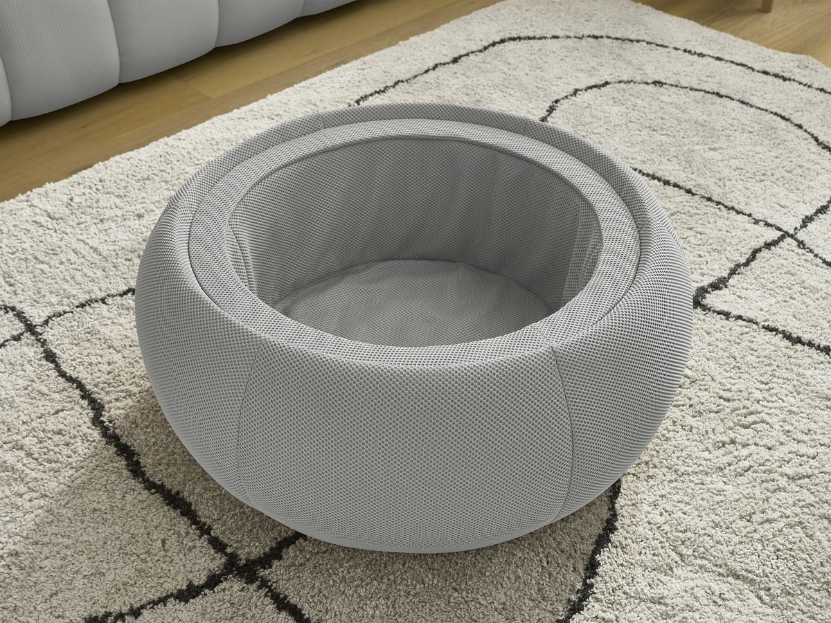 Bobochic Hayden Sofa 3-Sitzer mit Pouf 256 × 107 cm Mesh-Stoff Hellgrau