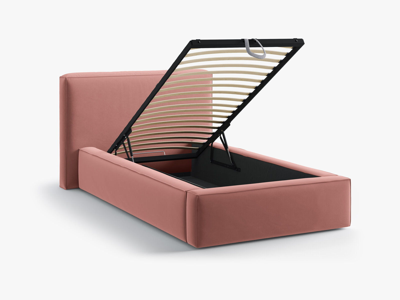 Micadoni Single Polsterbett mit Stauraum Jodie Samt Bluvel Rosa 90x200