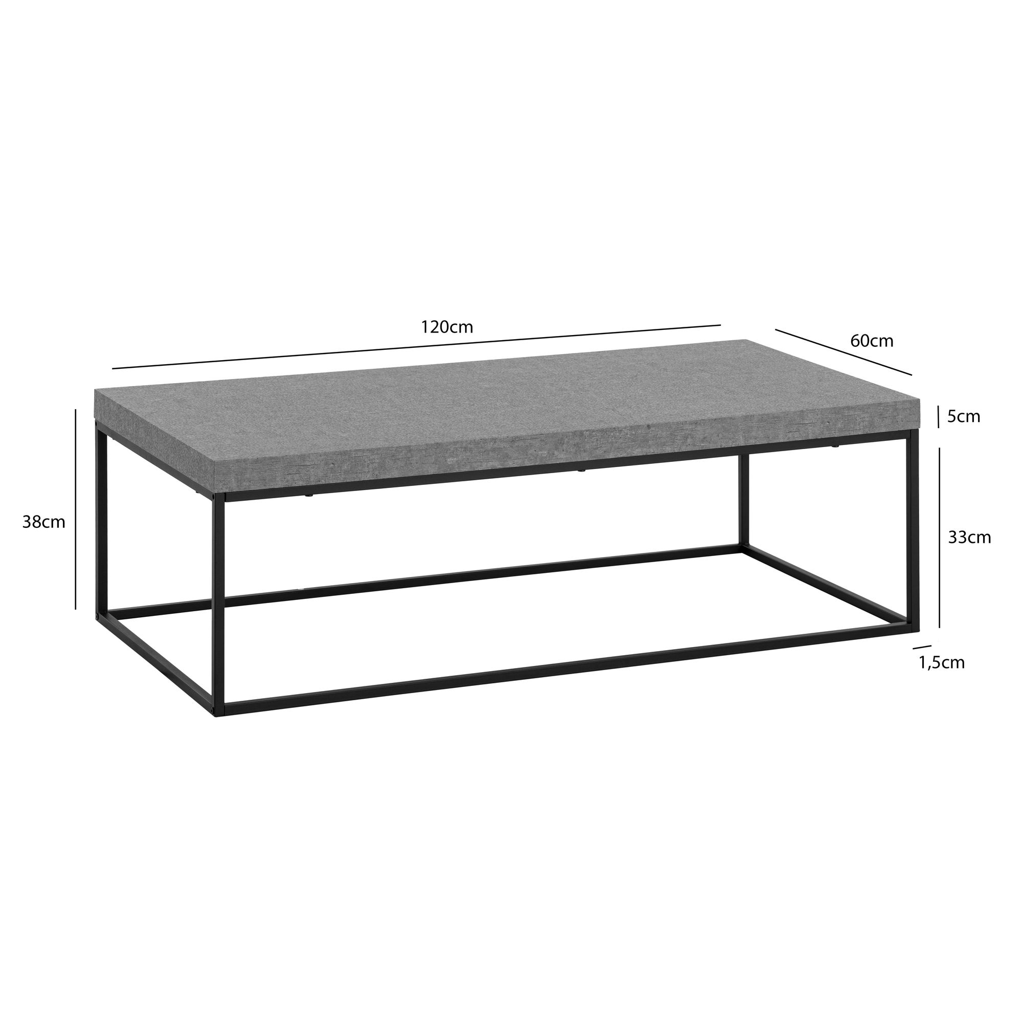 Couchtisch Flekke Grau Betonoptik 120 × 60 cm