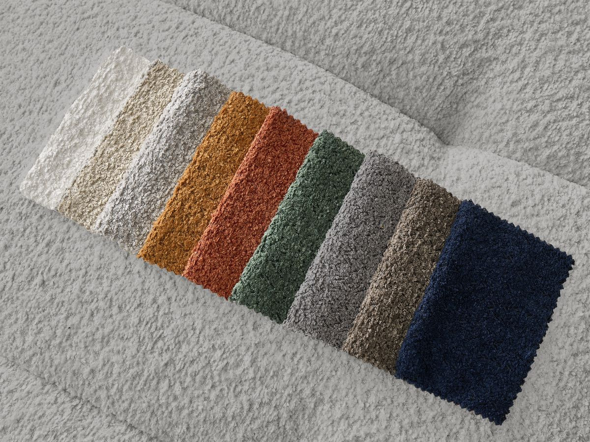 Bobochic Cloud Schlafsofa 3-Sitzer mit Pouf Bouclé-Stoff Hellgrau