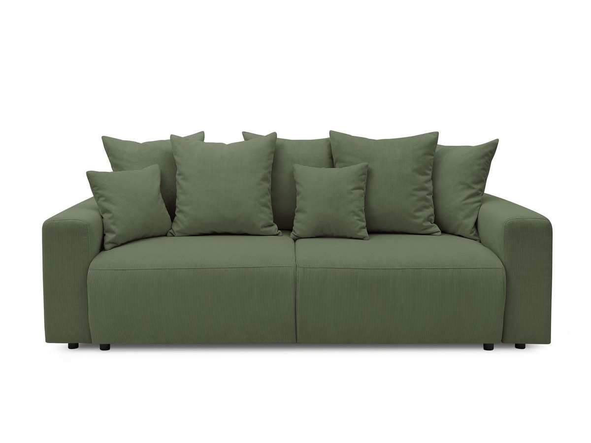 Bobochic Envy Schlafsofa 3-Sitzer mit Bettkasten und Pouf Cordsamt Grün