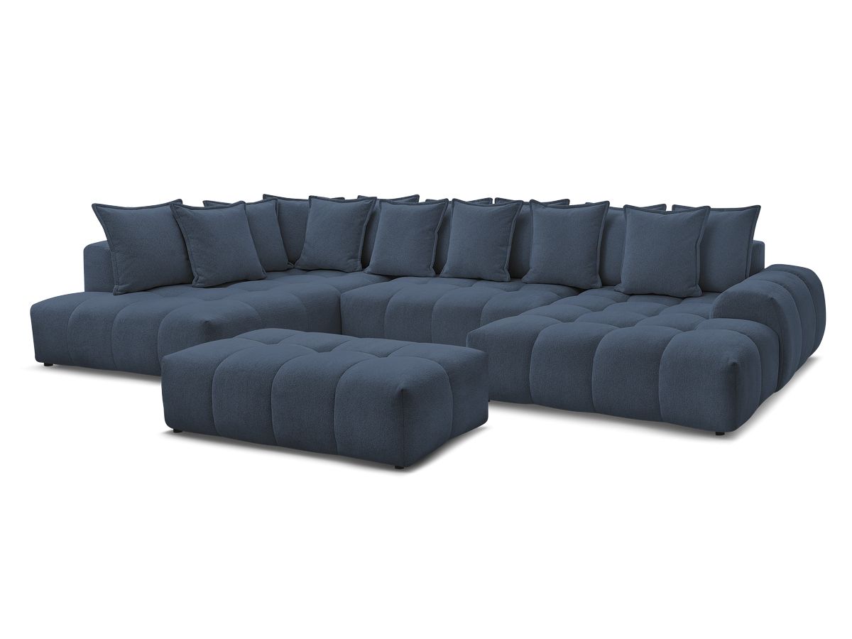 Bobochic Everest Wohnlandschaft mit Pouf, 14 Kissen Melange-Stoff Dunkelblau Ecke rechts