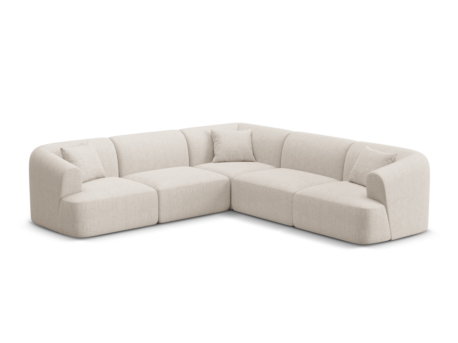 Cosmopolitan Design Symmetrisches Ecksofa Campi 6-Sitzer Strukturierter Stoff Moly Helles Beige