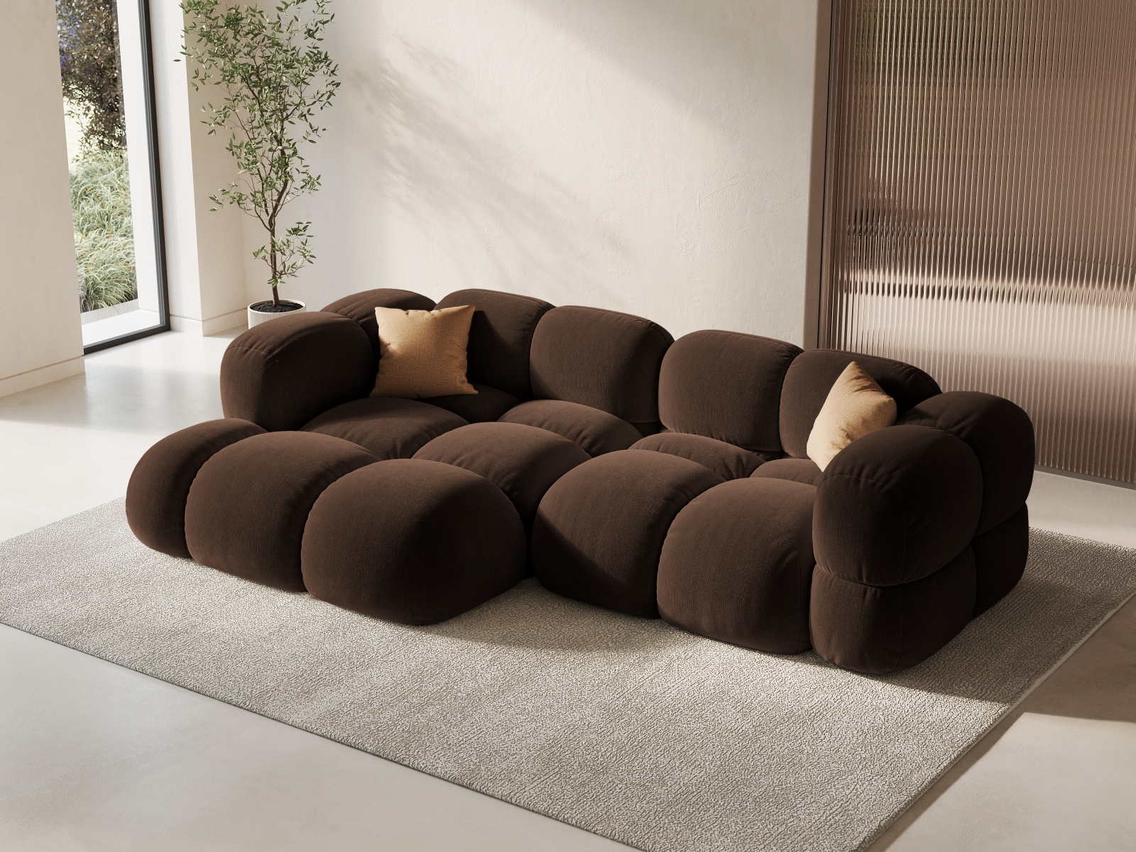 Cosmopolitan Design Ecksofa Loretto 3-Sitzer Samt Vogue Schokolade Links