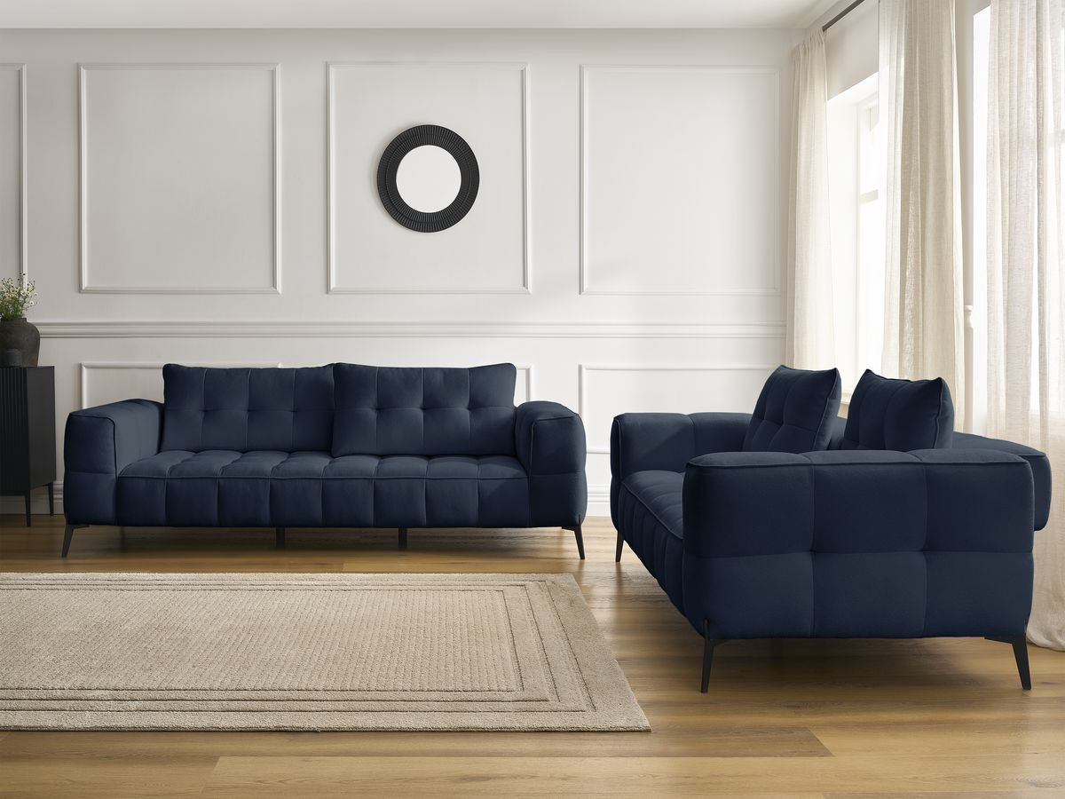 Bobochic Anis Sofa-Set 3- und 2-Sitzer Strukturstoff Blau