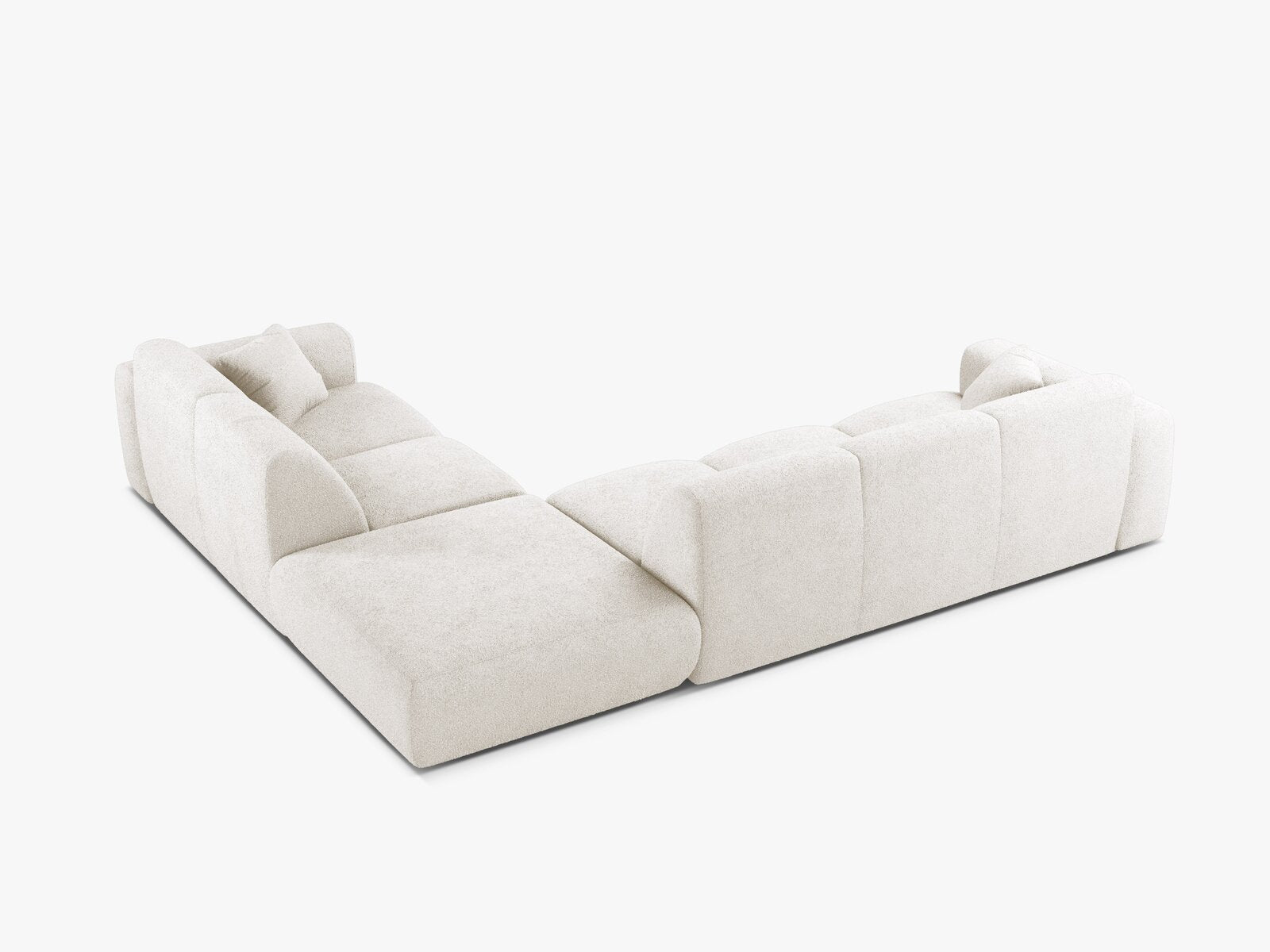 Micadoni Ecksofa Molino 6-Sitzer Rechts Boucle Baloo Weiß