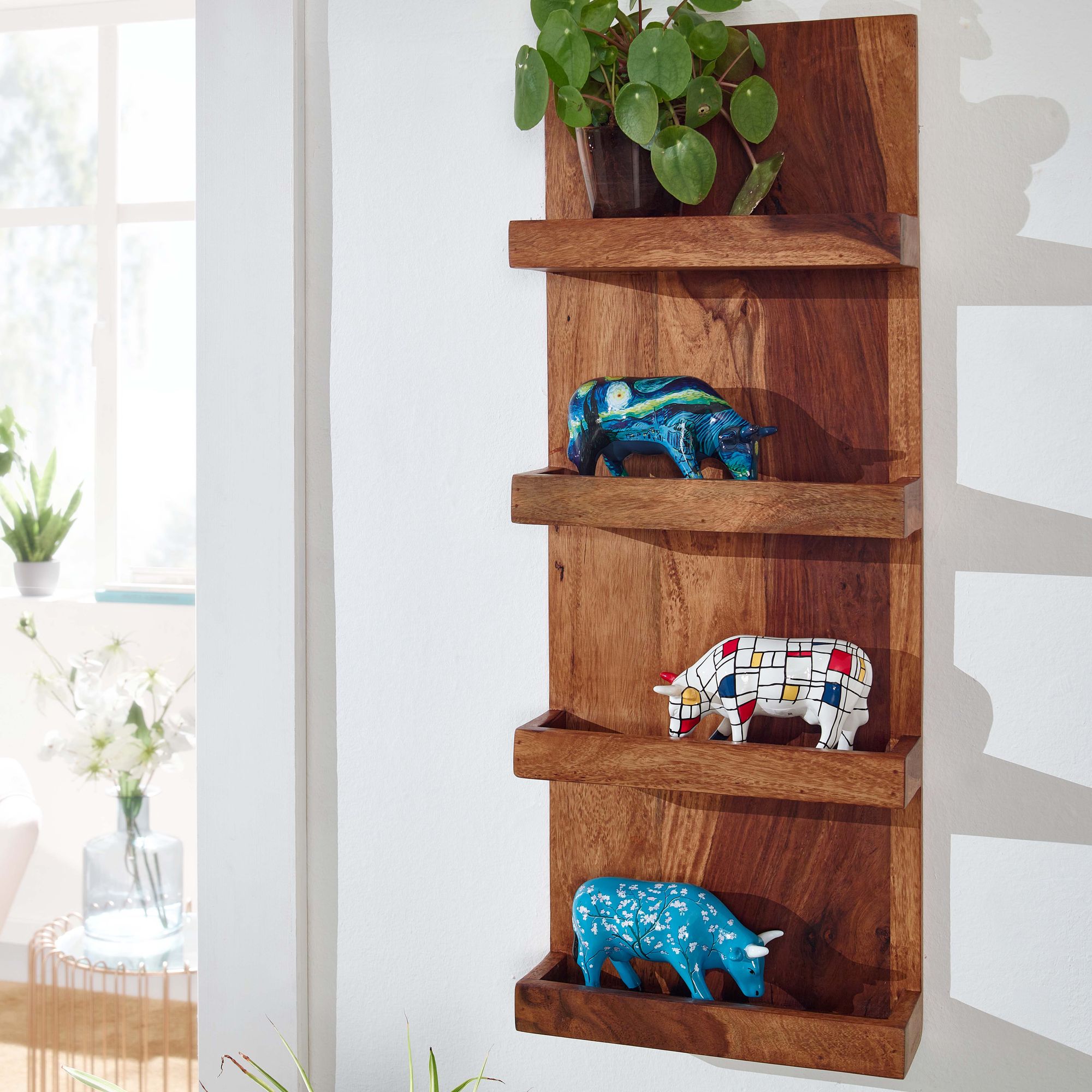 Wandregal Melstadur Massivholz Dunkelbraun 30 × 10 × 80 cm