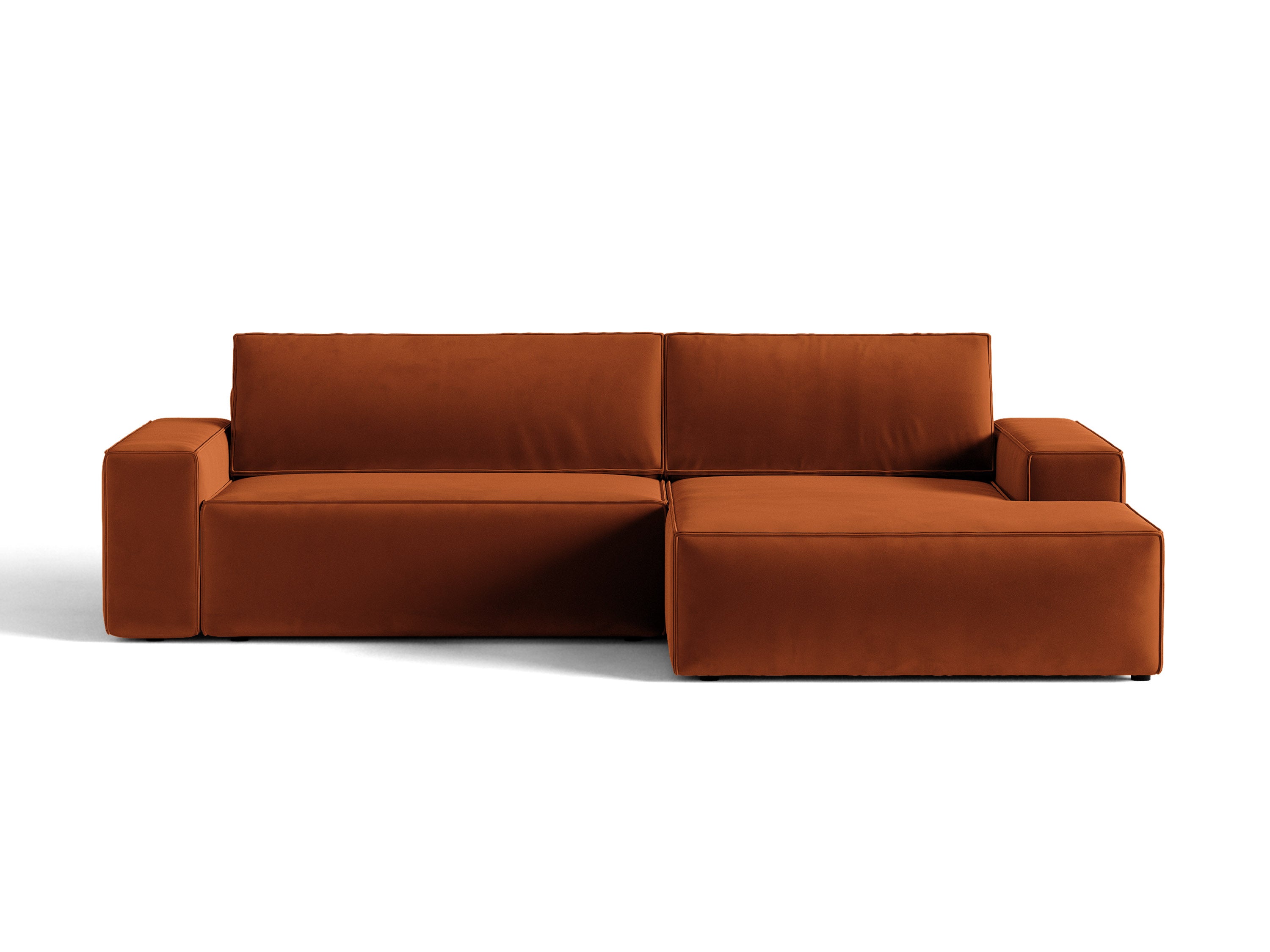Micadoni Schlaf-Ecksofa Jodie 3-Sitzer Samt Bluvel Terrakotta Rechts