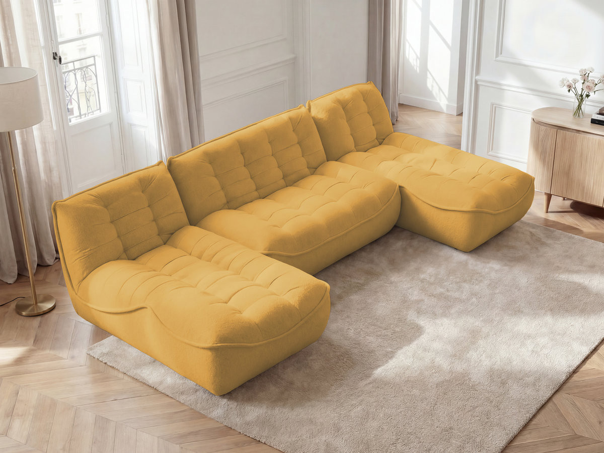 Bobochic Serena Wohnlandschaft Melange-Stoff Gelb