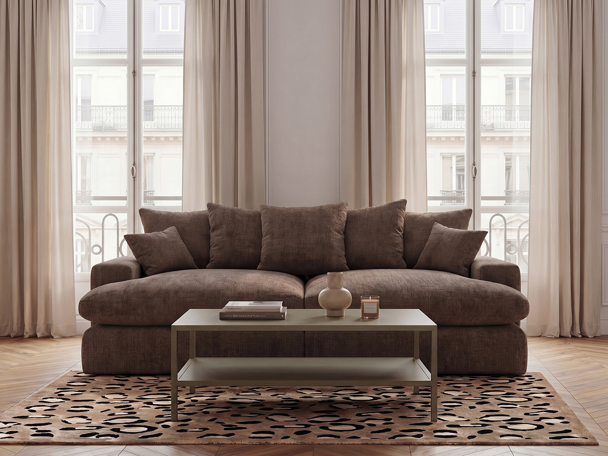 Bobochic Nevada Sofa 3-Sitzer 226 × 150 cm Stoff Braun