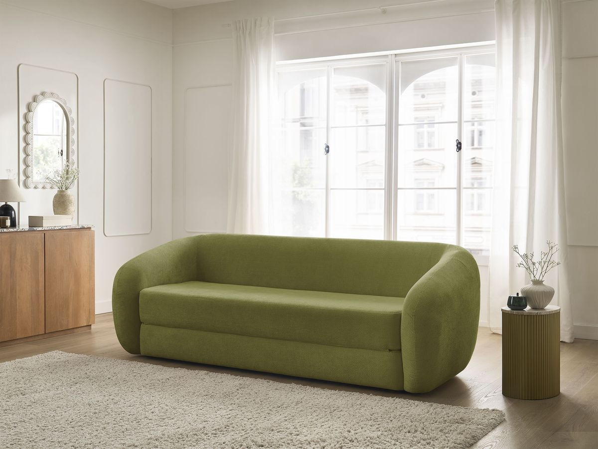 Bobochic Neyo Schlafsofa 3-Sitzer Stoff Grün