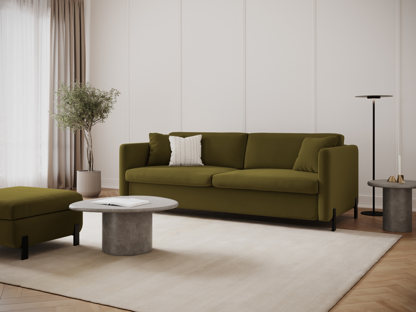 Micadoni Schlafsofa Gloria 2-Sitzer Samt Salvador Grün