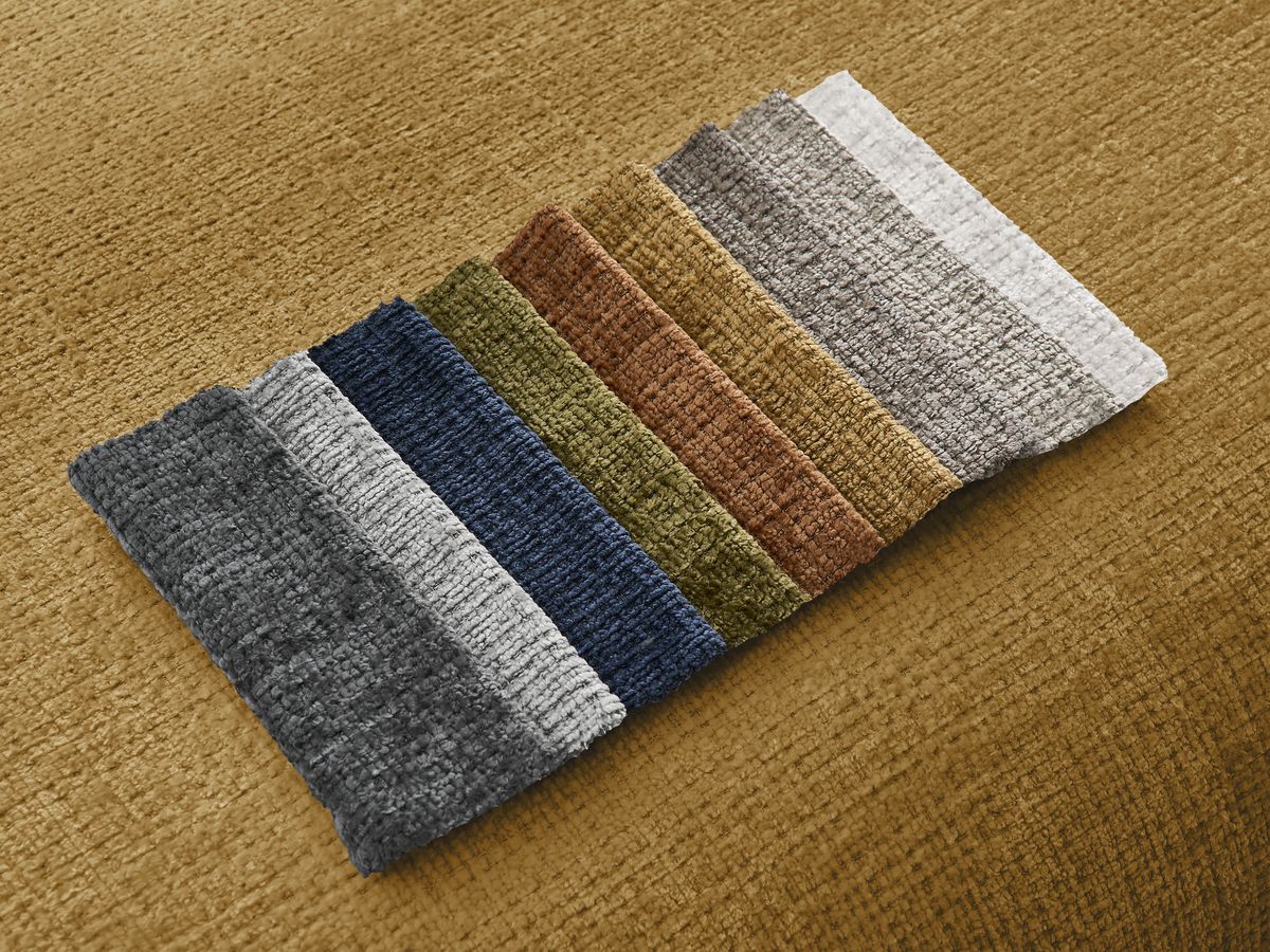 Bobochic Sirius Ecksofa mit Pouf 300 × 170 cm Strukturstoff Gelb Ecke rechts