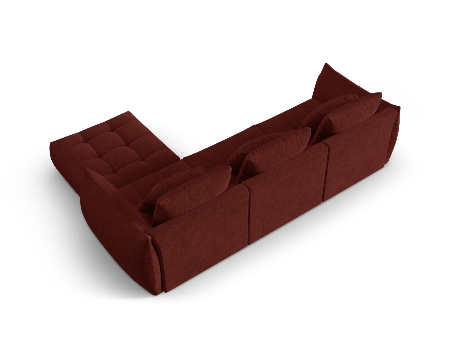 Micadoni Ecksofa Bloom 2-Sitzer Strukturierter Stoff Rot